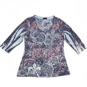 Women's Y2K Top Multi Color Rhinestone Fleur de Lis Graphic